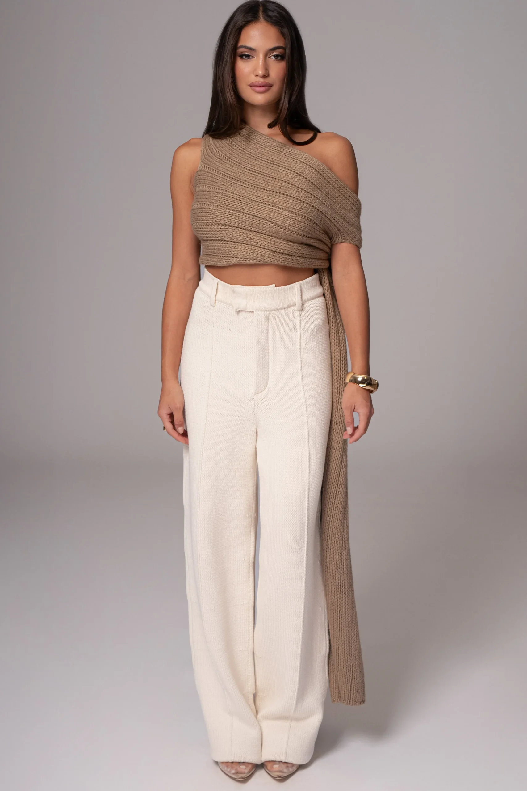 taupe_soft_life_cable_kni_2.webp JLUXLABEL Taupe Soft Life Cable Knit Sweater Top