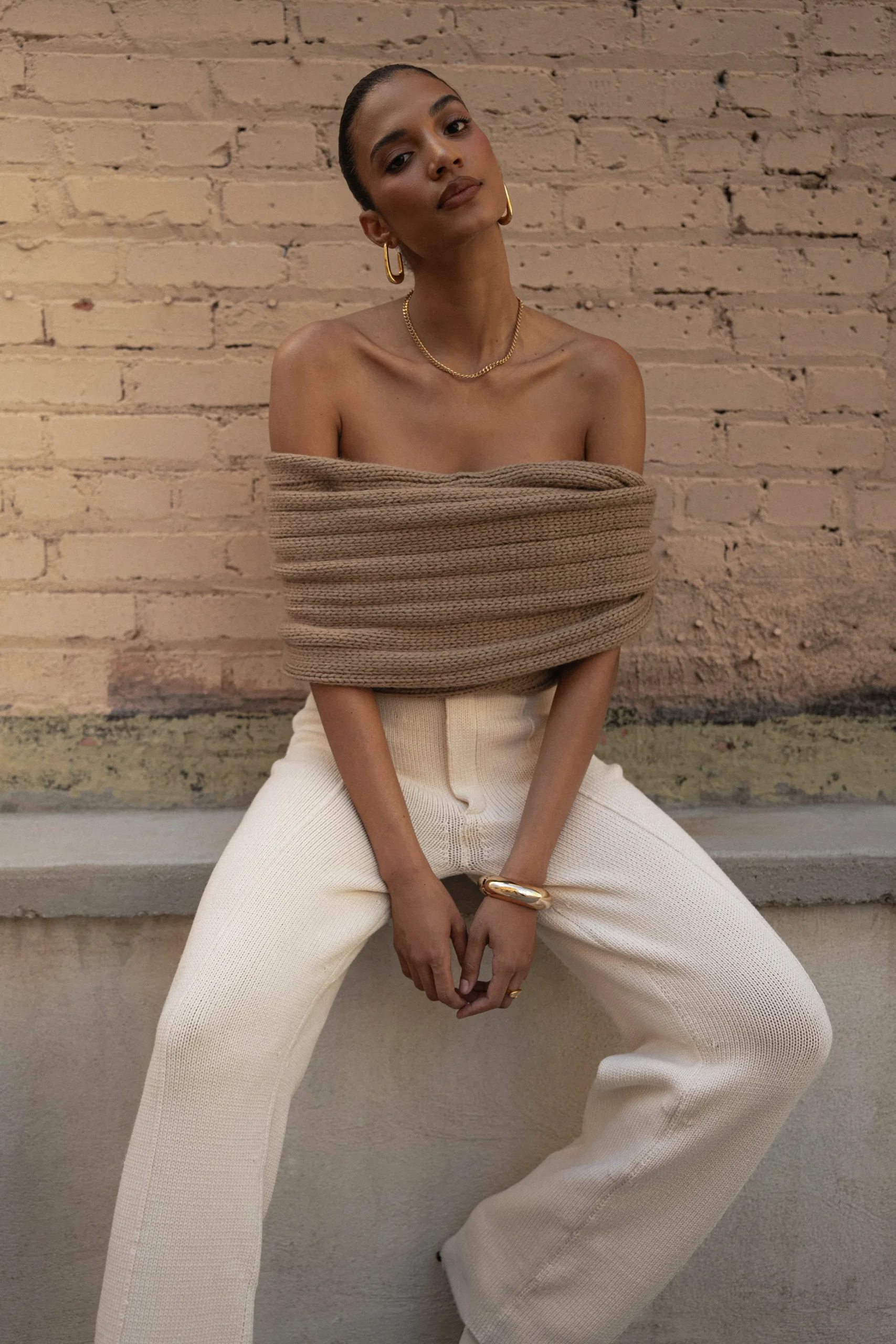 taupe_soft_life_cable_kni_3.webp JLUXLABEL Taupe Soft Life Cable Knit Sweater Top