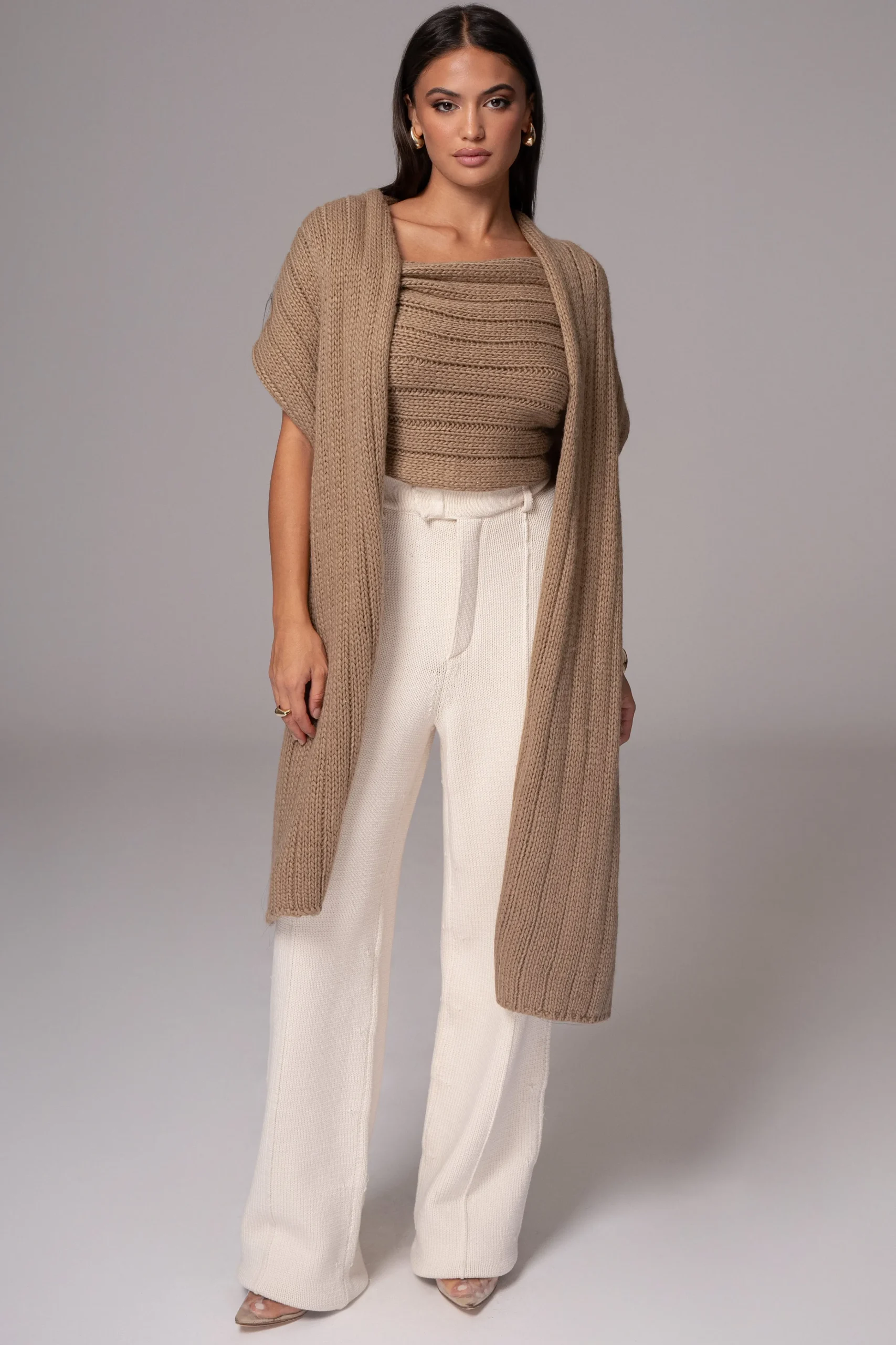taupe_soft_life_cable_kni_5.webp JLUXLABEL Taupe Soft Life Cable Knit Sweater Top