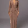JLUXLABEL Taupe Zahra Button Front Maxi Dress