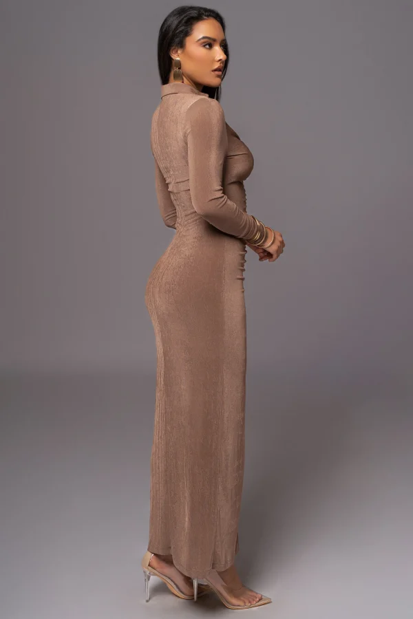 JLUXLABEL Taupe Zahra Button Front Maxi Dress