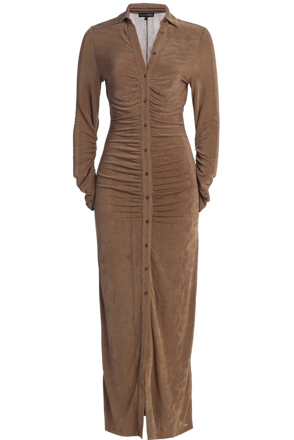 JLUXLABEL Taupe Zahra Button Front Maxi Dress