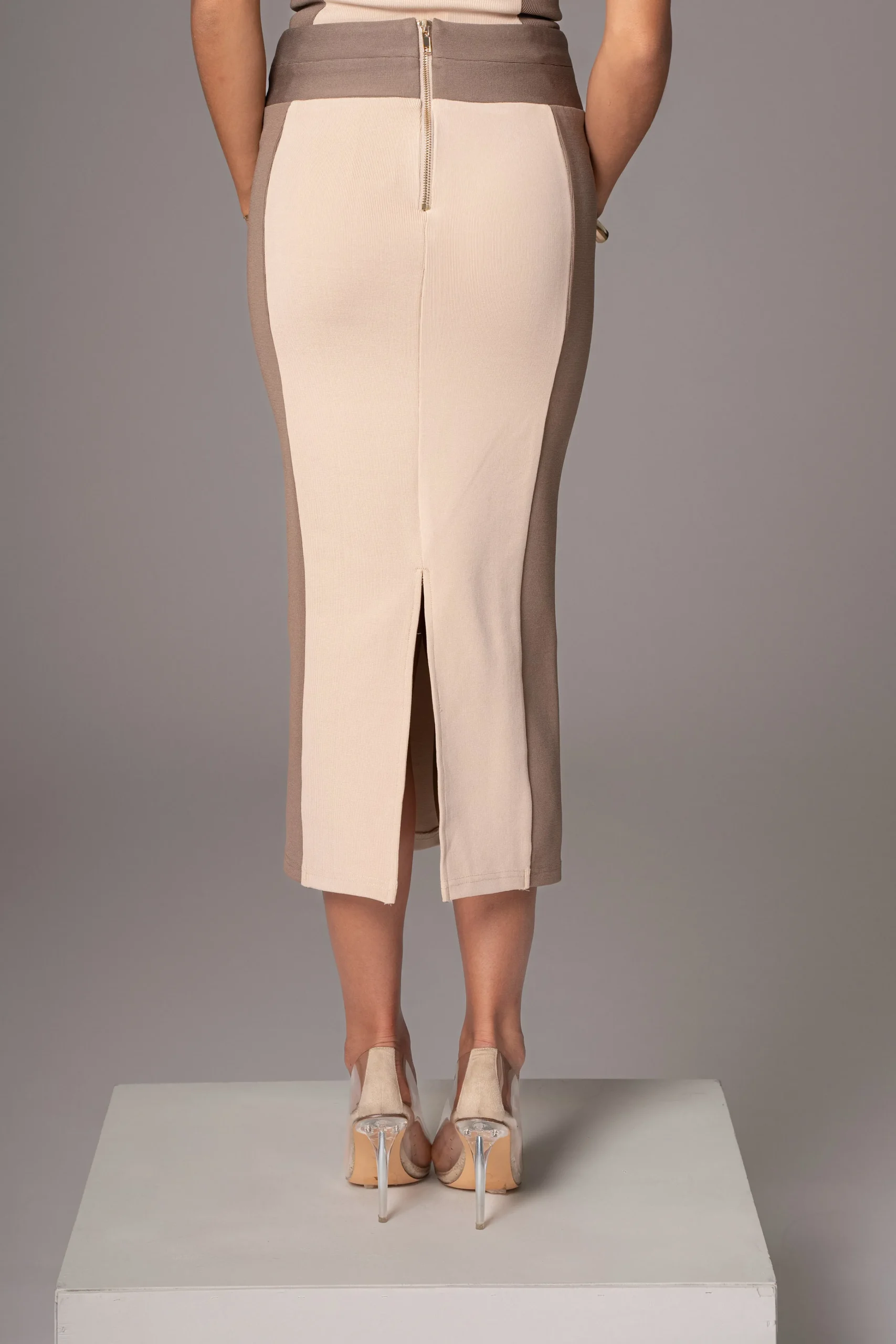 taupetan_celebration_colo_6.webp JLUXLABEL Taupe/Tan Celebration Colorblock Midi Skirt