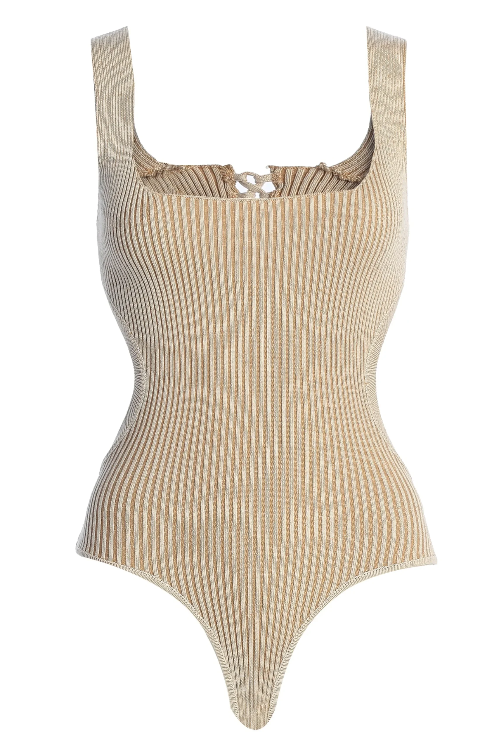 taupewhite_deana_ribbed_b_2.webp JLUXLABEL Taupe/White Deana Ribbed Bodysuit