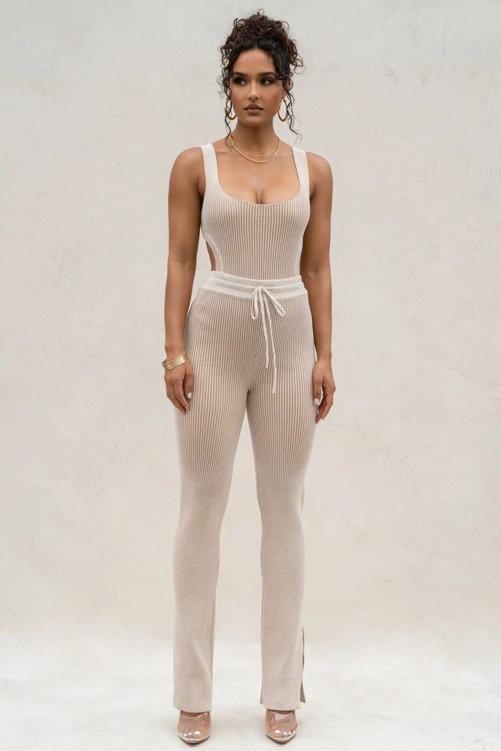 taupewhite_faya_ribbed_pa_0.webp JLUXLABEL Taupe/White Faya Ribbed Pants