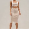 JLUXLABEL Taupe/White Over The Top Skirt