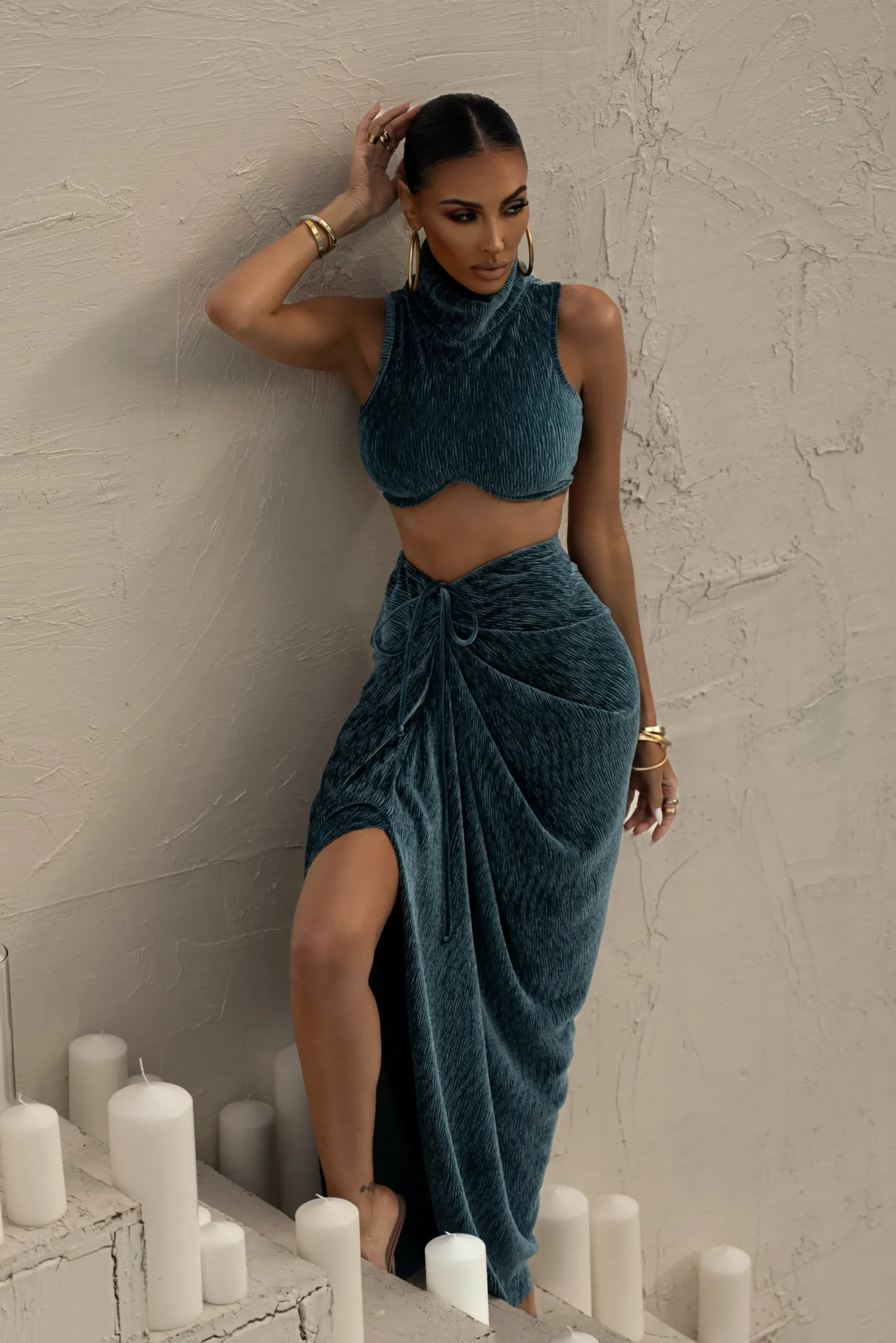 teal_chosen_one_velvet_sk_10.webp JLUXLABEL Teal Chosen One Velvet Skirt Set