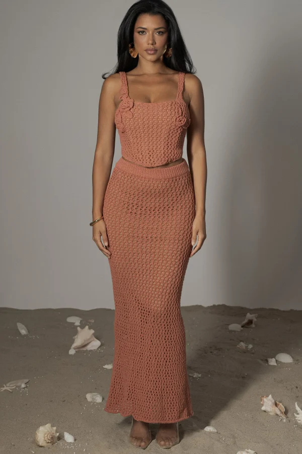 JLUXLABEL Terra Cotta Sea Depths Maxi Skirt