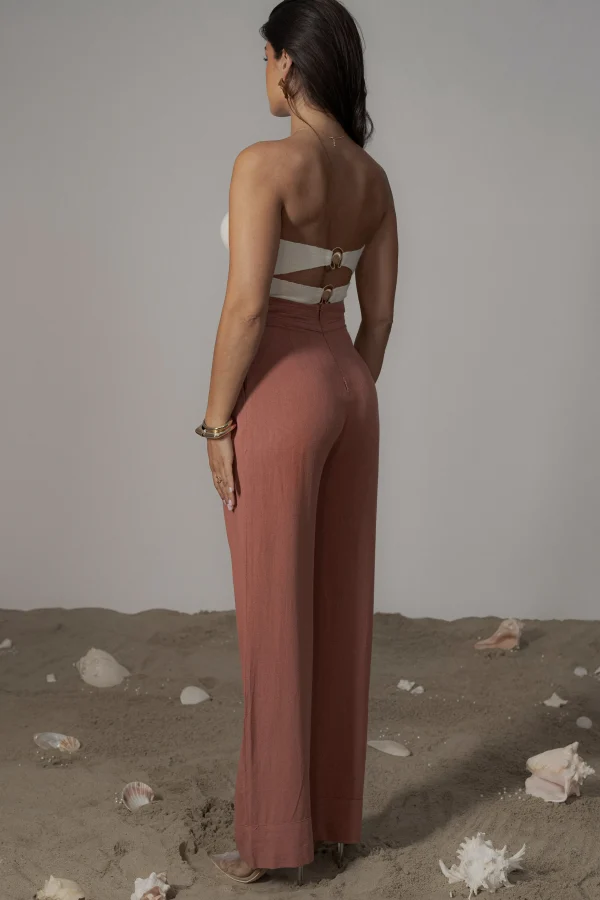JLUXLABEL Terra Cotta Villa Views Linen Trousers
