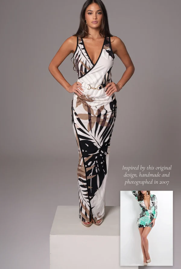 JLUXLABEL Tropical Print Revival Wrap Dress