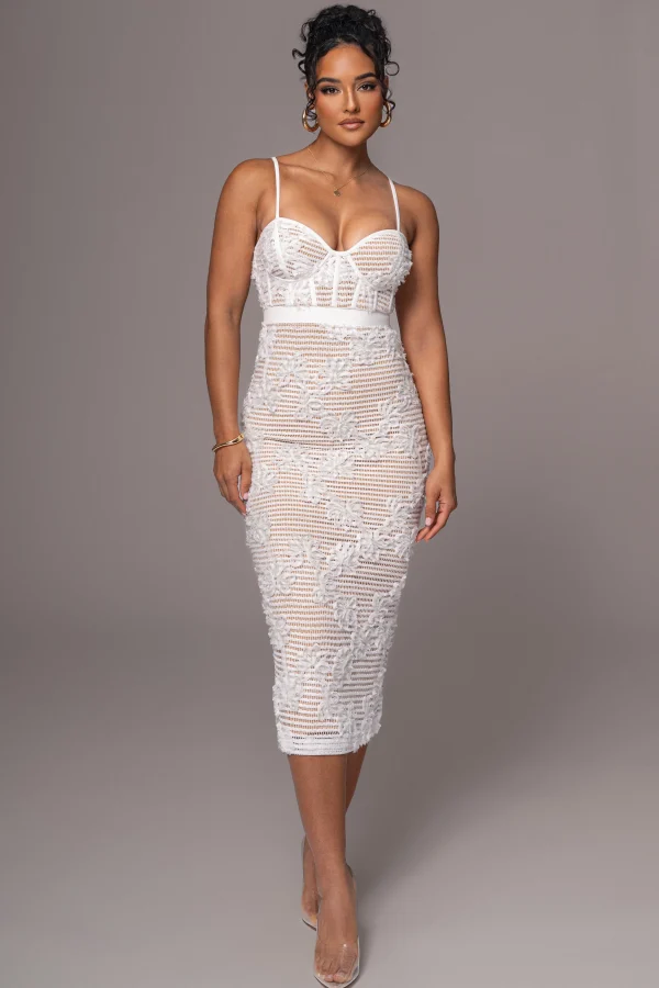 JLUXLABEL White Angelic Lace Midi Dress