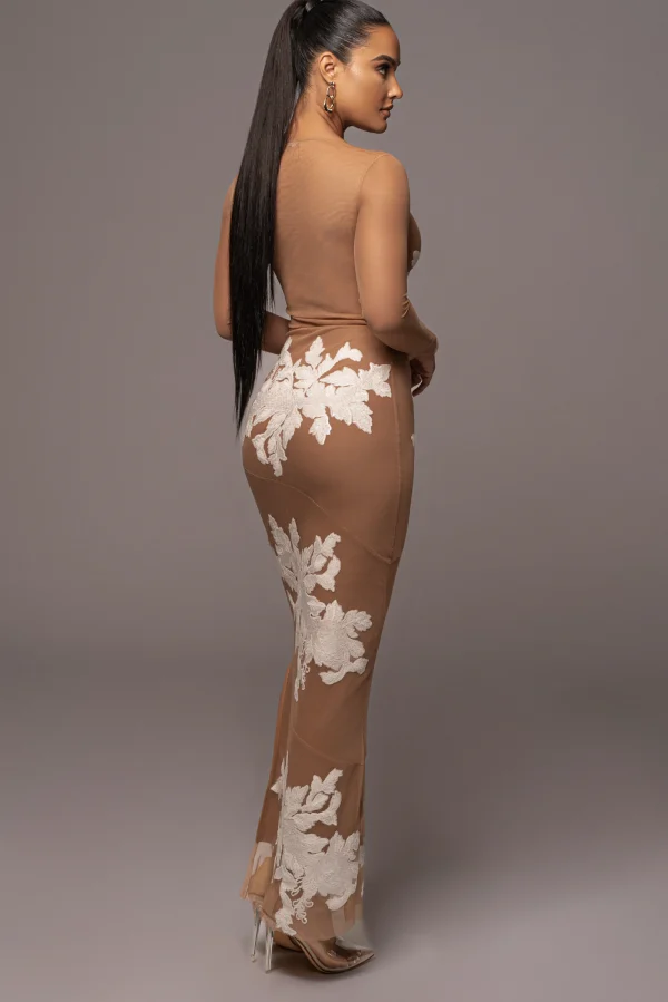 JLUXLABEL White Charmed Embroidered Mesh Bodysuit
