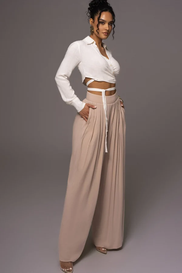JLUXLABEL White Drift Away Linen Wrap Top