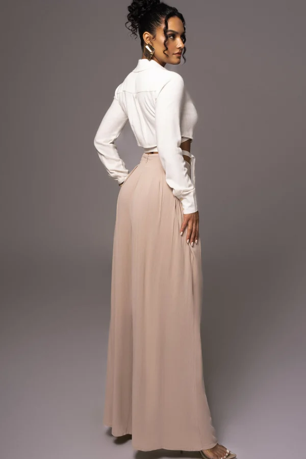 JLUXLABEL White Drift Away Linen Wrap Top