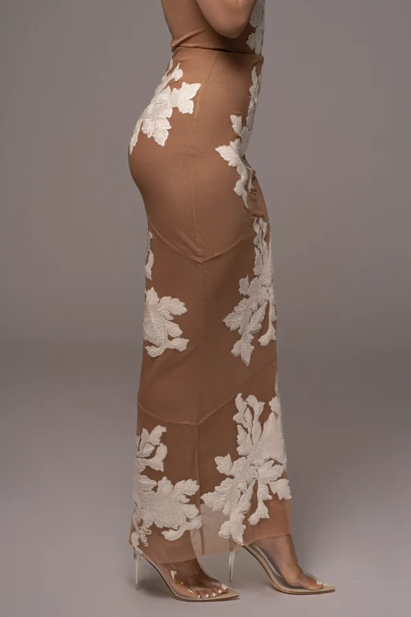 JLUXLABEL White Edena Embroidered Midi Skirt