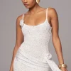 JLUXLABEL White Golden Dusk Sequin Dress
