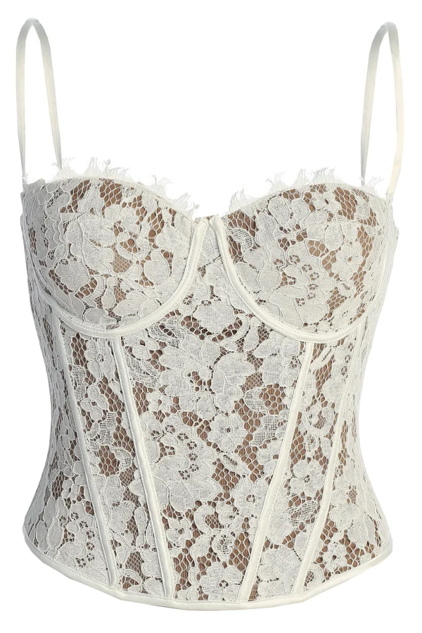 JLUXLABEL White Grecia Lace Bustier Top