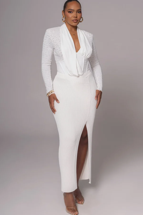 JLUXLABEL White Lace Corset Bodysuit