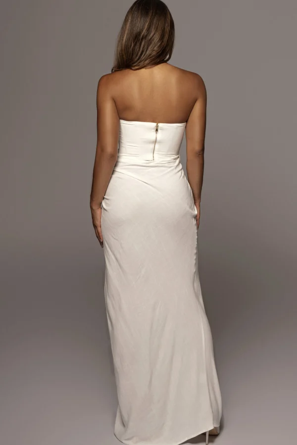 JLUXLABEL White Noelia Linen Slit Skirt