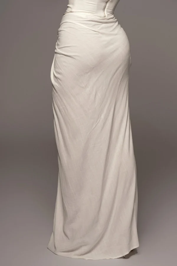 JLUXLABEL White Noelia Linen Slit Skirt