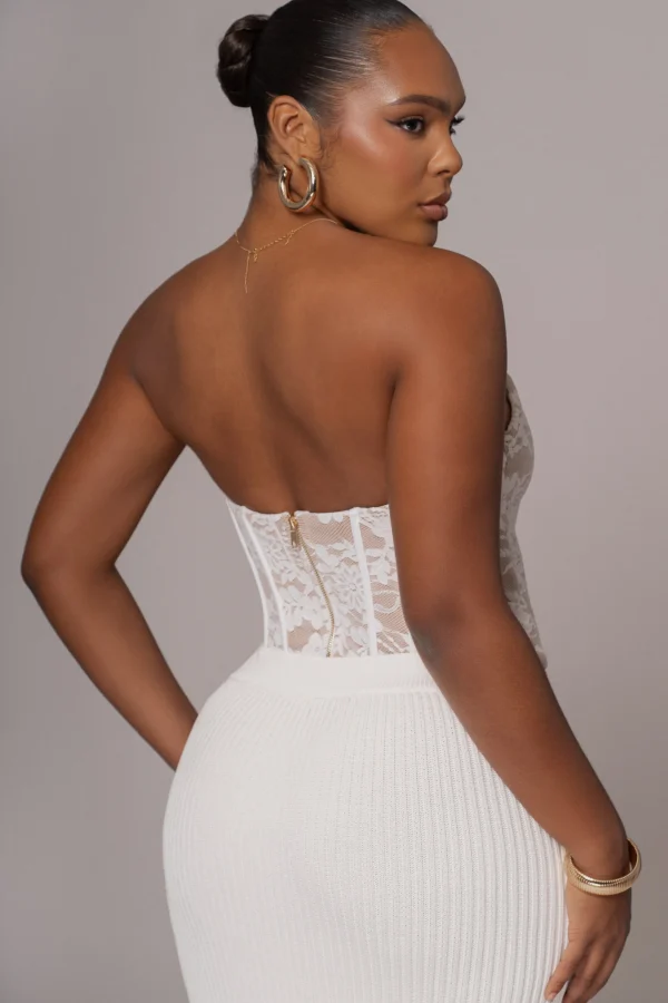 JLUXLABEL White Rosemere Lace Top