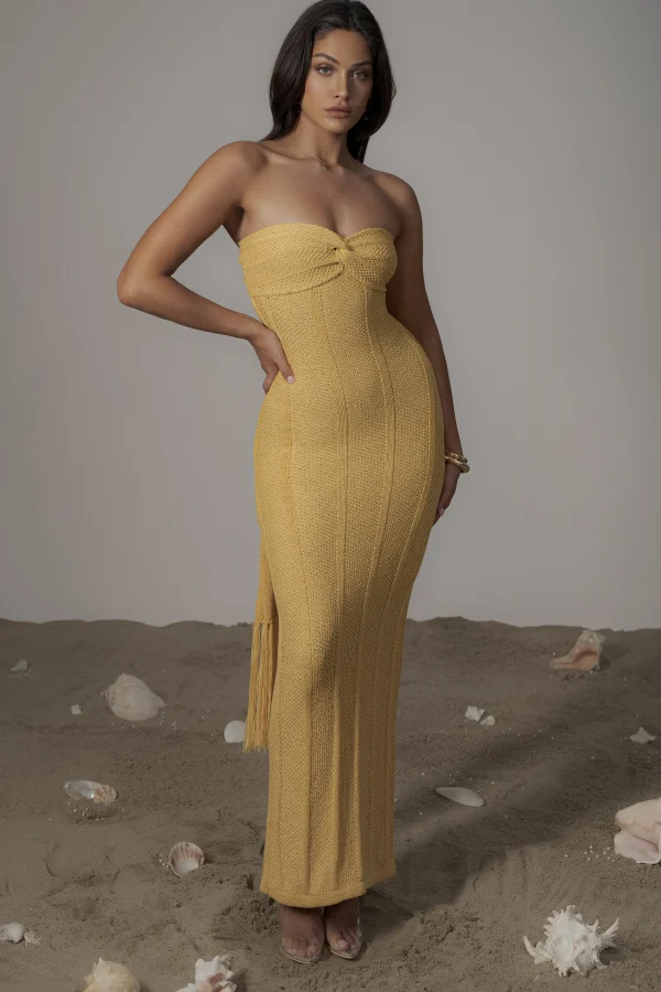 JLUXLABEL Yellow Blanca Strapless Maxi Dress
