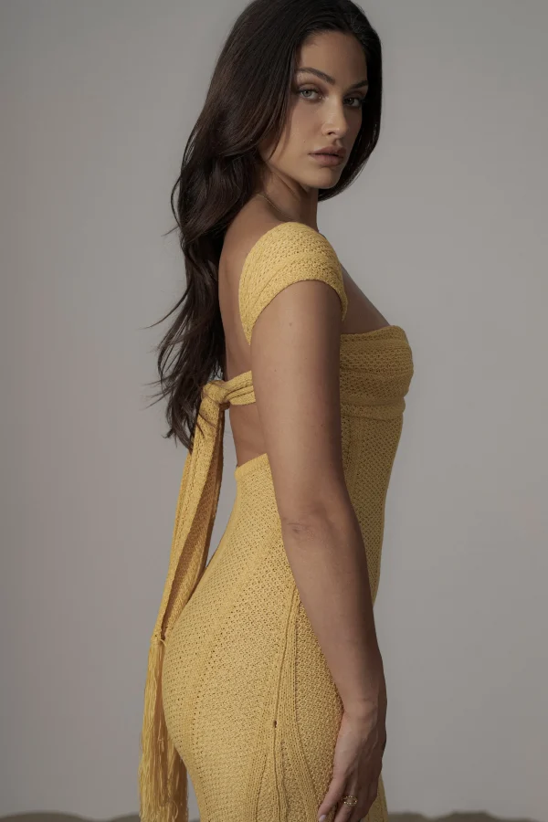 JLUXLABEL Yellow Blanca Strapless Maxi Dress