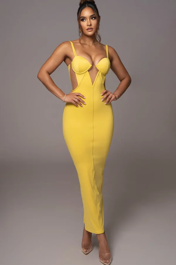JLUXLABEL Yellow Enchantment Bustier Maxi Dress