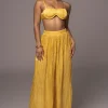 JLUXLABEL Yellow Lets Get Away Satin Pant Set