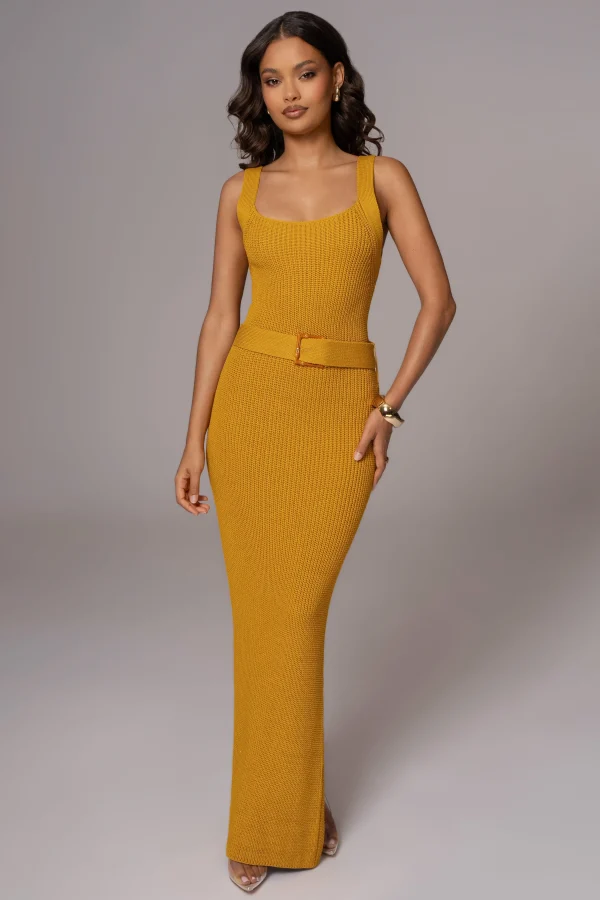 JLUXLABEL Yellow Moonrise Ribbed Maxi Dress