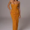 JLUXLABEL Yellow Noelia Linen Slit Skirt