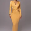 JLUXLABEL Yellow Rowan Plunge Maxi Dress