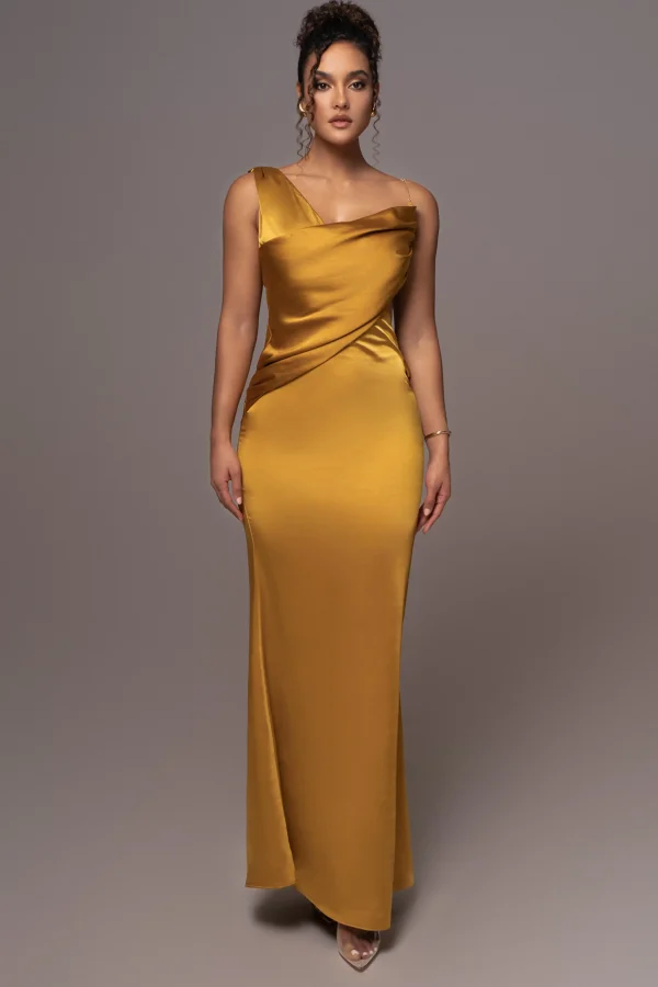 JLUXLABEL Yellow Satin Belle Maxi Dress