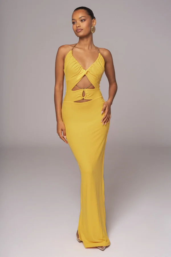 JLUXLABEL Yellow Secret Bloom Maxi Dress