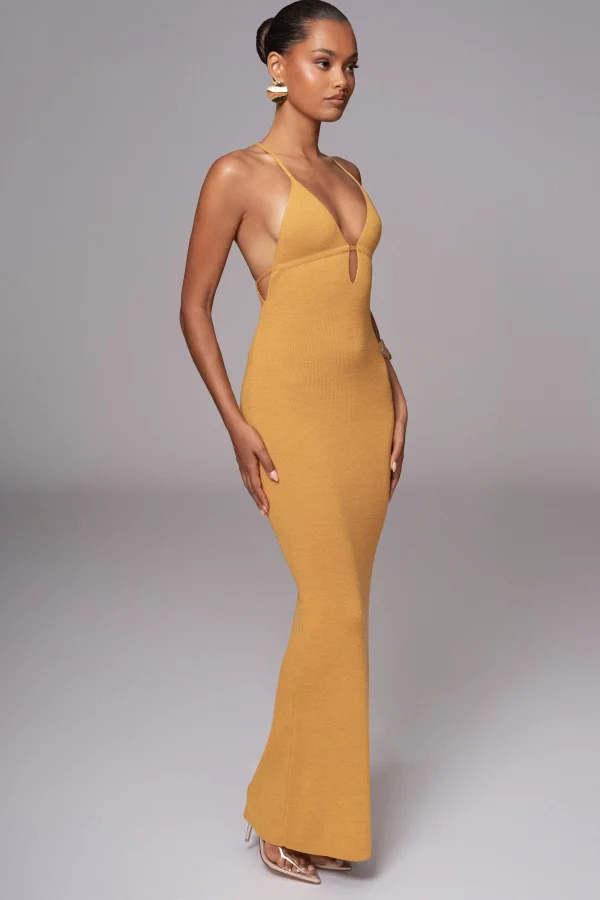 JLUXLABEL Yellow Sun Rays Knit Maxi Dress
