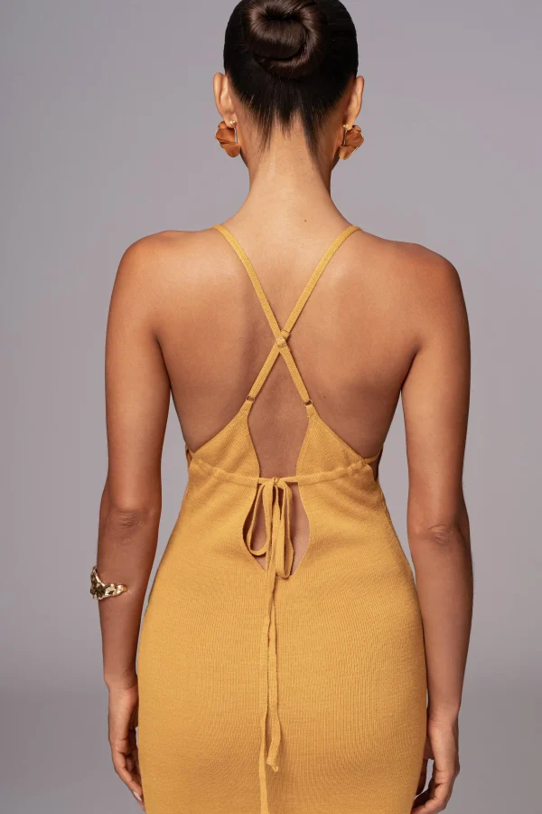 JLUXLABEL Yellow Sun Rays Knit Maxi Dress