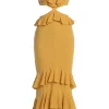 JLUXLABEL Yellow Sunshine Ruffle Linen Dress